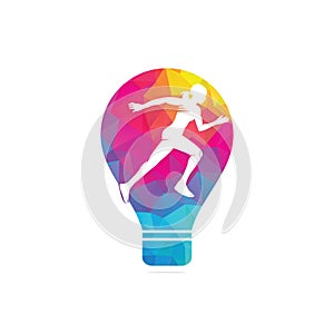 Running Women bulb shape logo design.