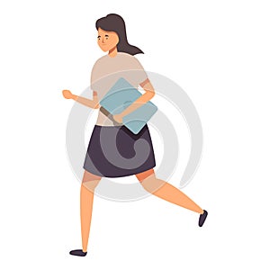 Running workaholic lady icon cartoon vector. Desk task photo