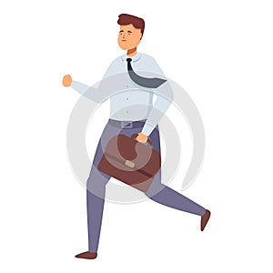 Running workaholic manager icon cartoon vector. Busy work photo
