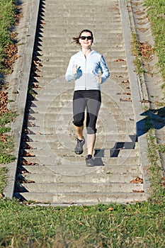 Running young woman