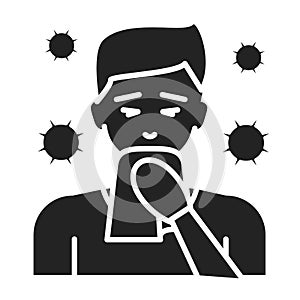 Runny nose glyph black icon. Infectious diseases, colds, flu. Pictogram for web page, mobile app, promo. UI UX GUI design element