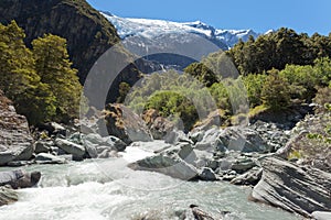 Runoff from Rob Roy Glacier in Mt Aspiring NP, NZ