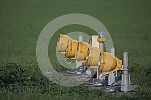 Runway lighting. Airport landing lights.