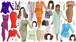 Runway Model Paper Doll. Vector Illustration