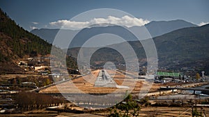 The runway of Paro International Airport Bhutan