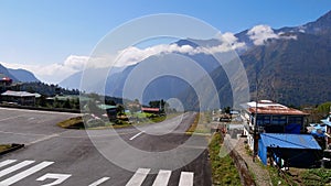 Runway of Tenzingâ€“Hillary Airport in Lukla, Khumbu Region, Nepal said to be one of the most dangerous airports worldwide.