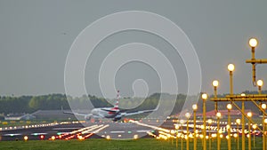 Runway view with signal lights
