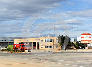 Runways and fire station at Valencia Manises International Airport, Spain