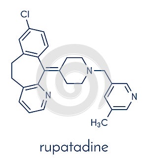 Rupatadine antihistamine drug molecule. Skeletal formula.
