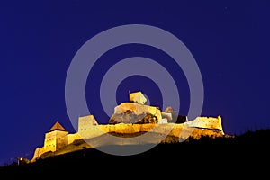 Rupea fortress in the night, Brasov county, Transylvania