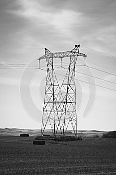 Rural area crossed by a high voltage line photo