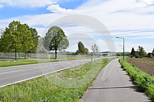 rural avenue with a bike lane photo