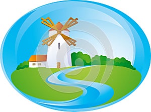 Rural background with mill