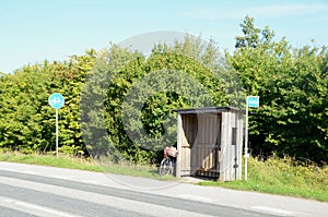 Rural bus stop with shelter