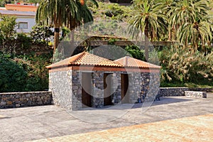 Rural bus stop of stone in la gomera, Spain