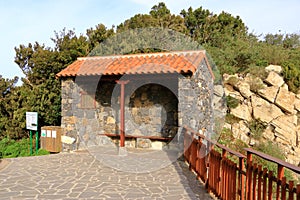 Rural bus stop of stone in la gomera, Spain