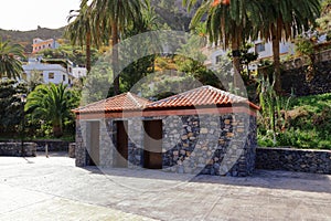 Rural bus stop of stone in la gomera, Spain