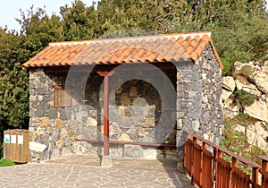 Rural bus stop of stone in la gomera, Spain