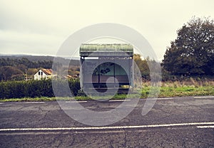 Rural bus stop with a vintage style