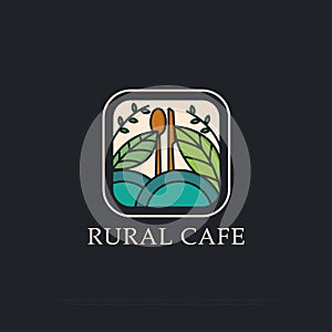 Rural cafe logo design vector, flat design logo concepts,traditional beverages restaurant vector illustration