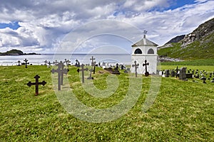 Rural cemetery in autumn in Norway, Scandinavia