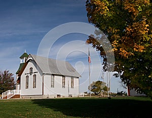 Rural church and fall color photo
