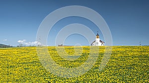 Rural church in a field