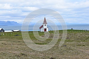 A rural church in SnaefellsjÃ¶kull National Park at Snaefellsnes Peninsula in Iceland