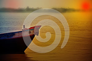 Rural Coastal Asia-wooden fishing boat