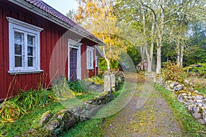 Rural country house at a road on the countryside