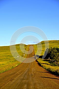 Rural country road covered with scoria