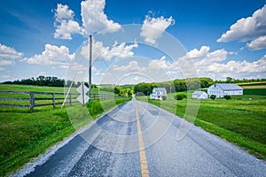 Rural country road near Seven Valleys, in York County, Pennsylvania.