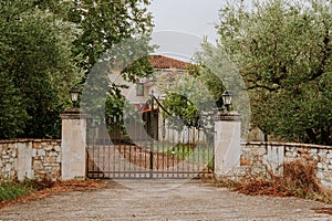 Rural dry stone house in olive tree orchand in Europe