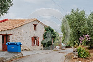 Rural dry stone house in olive tree orchand in Europe