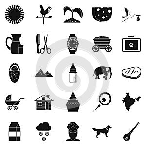 Rural economy icons set, simple style