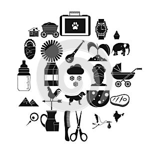 Rural economy icons set, simple style