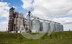 Rural elevator on field in Russia.