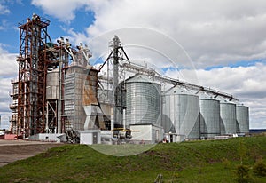 Rural elevator on field in Russia.