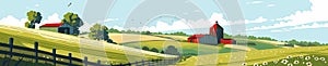 Rural Farm Landscape raster illustration