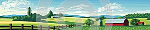 Rural Farm Landscape raster illustration