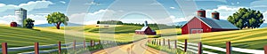 Rural Farm Landscape raster illustration