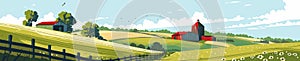 Rural Farm Landscape vector illustration