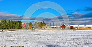 Rural farm after snowstorm