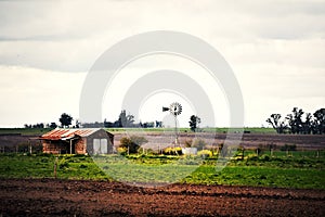 Rural farm and windmill in Entre Rios, Argentina photo