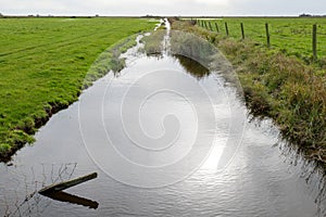 A rural farmland irrigation channel