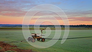Rural farmlands as dawn breaks