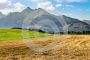 Rural field in Tatra mountains