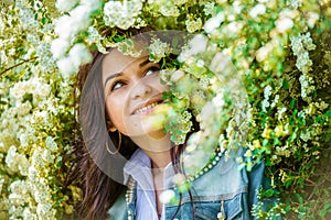 Rural girl in flowers