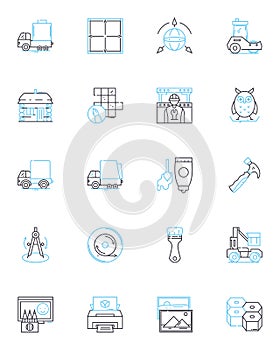 Rural growth linear icons set. Agriculture, Homesteading, Sustainability, Development, Farming, Cattle, Livestock line