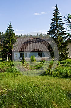 Rural house with green trees in Poland